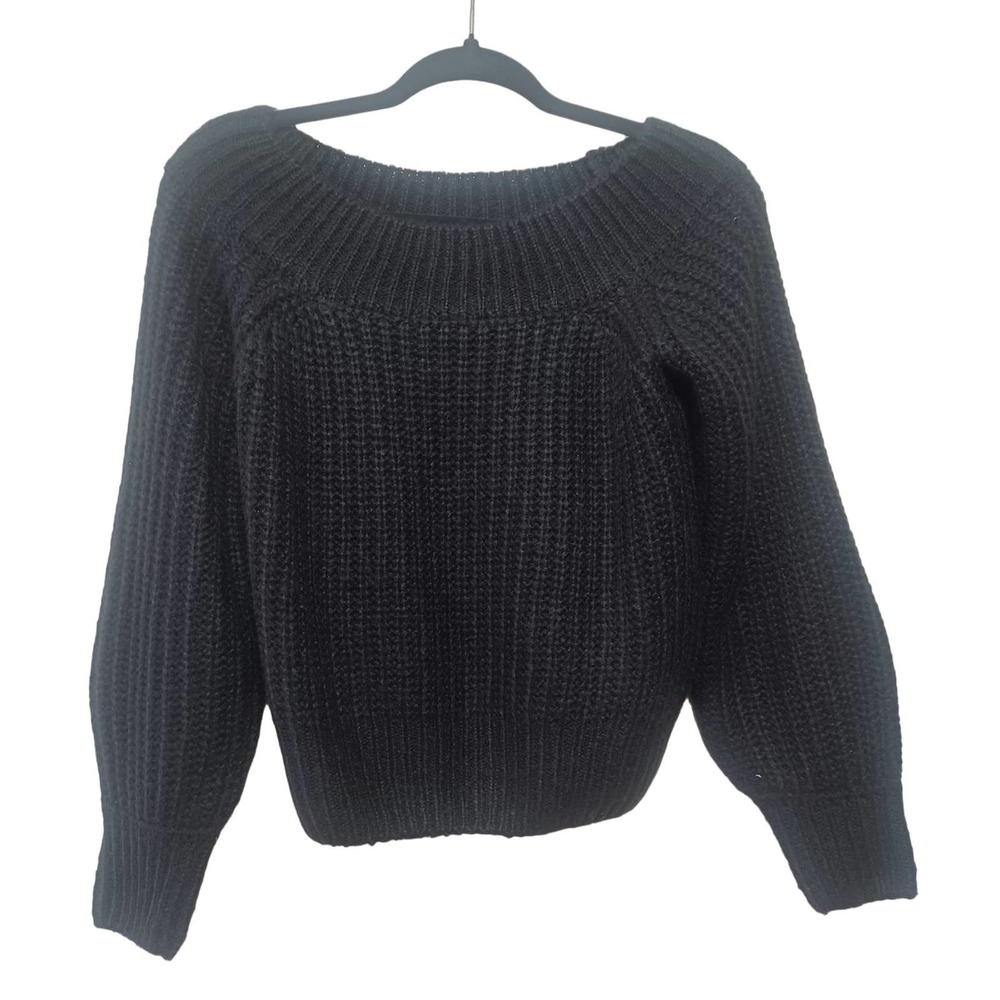 FOREVER 21 Scoop Neck Knit Sweater Black Size XS